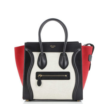 Celine Tricolor Luggage Bag Canvas And Leather Micro