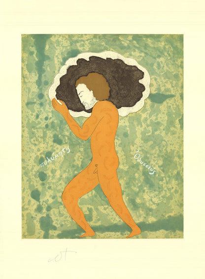 Ernesto Tatafiore Ulysses Signed " Etching Contemporary Green Ern