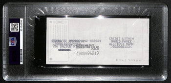 Johnny Unitas Signed 4/30/02 Check Psa/Dna Mint 9