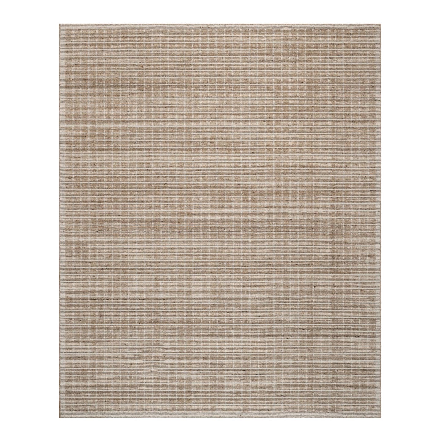 8'1"X10' Sand Brown Loomed Knotted Modern Plain Decor Box Design Wool Rug