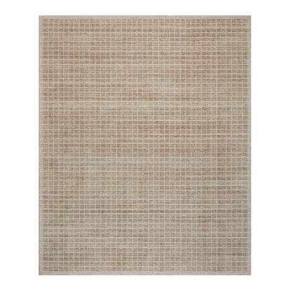 8'1"X10' Sand Brown Loomed Knotted Modern Plain Decor Box Design Wool Rug