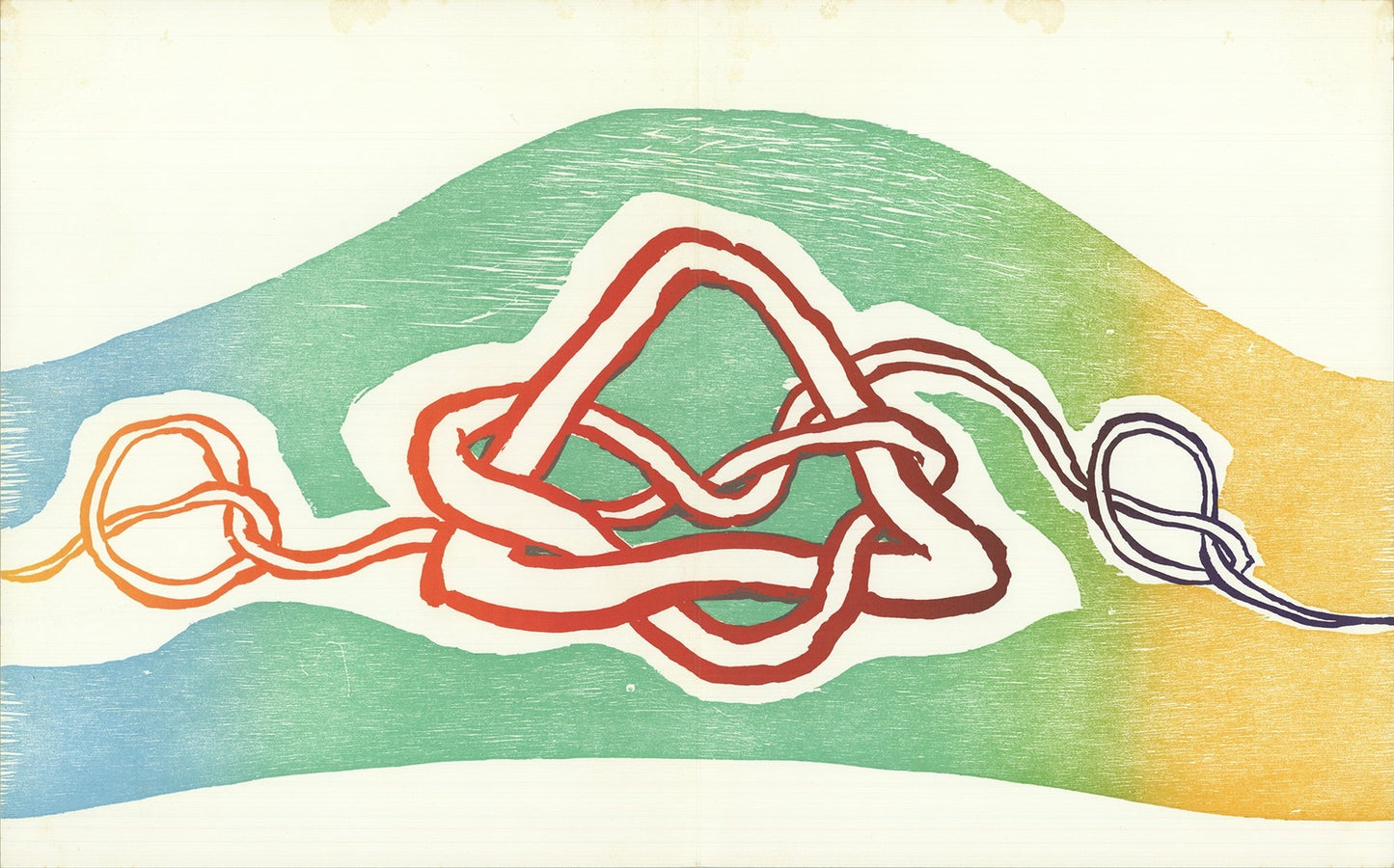 Yasse Tabuchi Untitled " Lithograph Contemporary Blue, Green