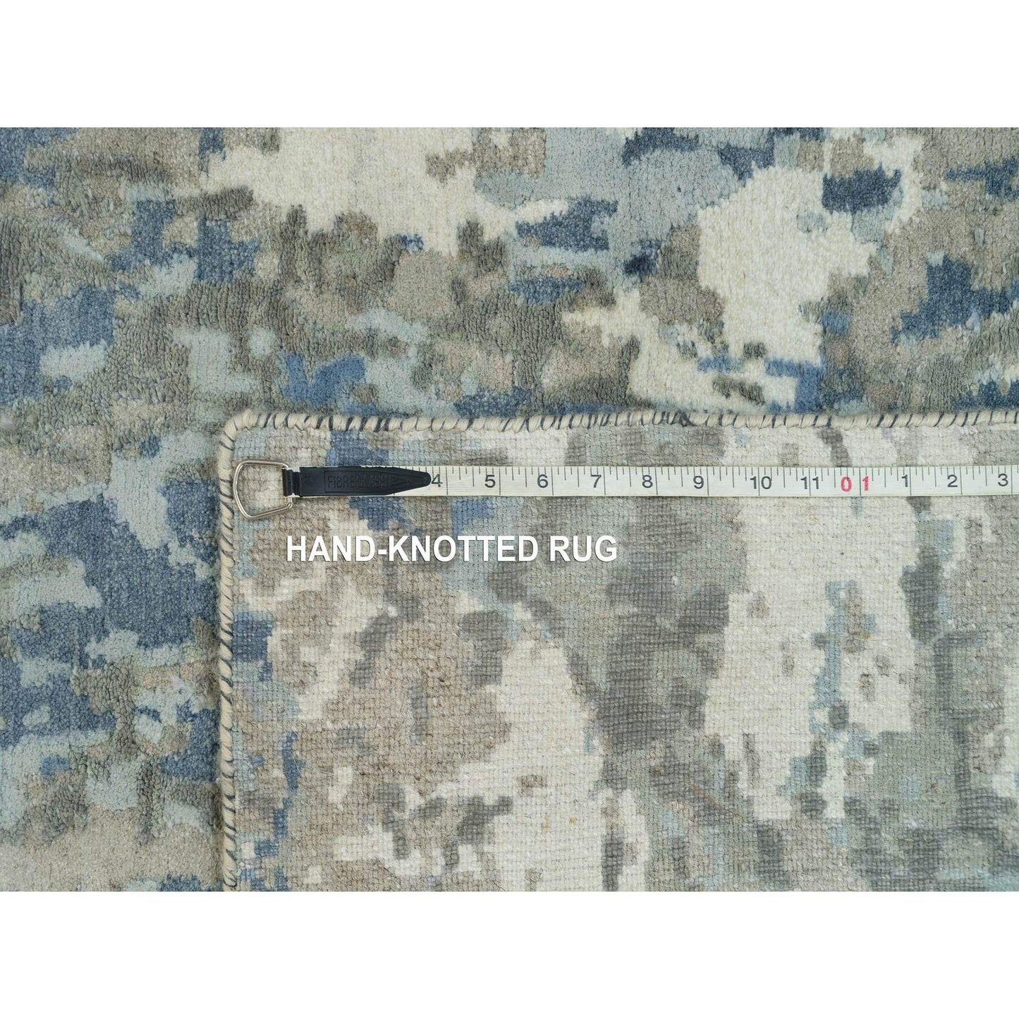 2'6"X8' Yonder Blue Galaxy Design Wool And Silk Hand Knotted Runner Rug