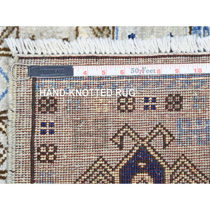 3'3"X5' Light Gray Hand Knotted Afghan Ersari Organic Wool Rug