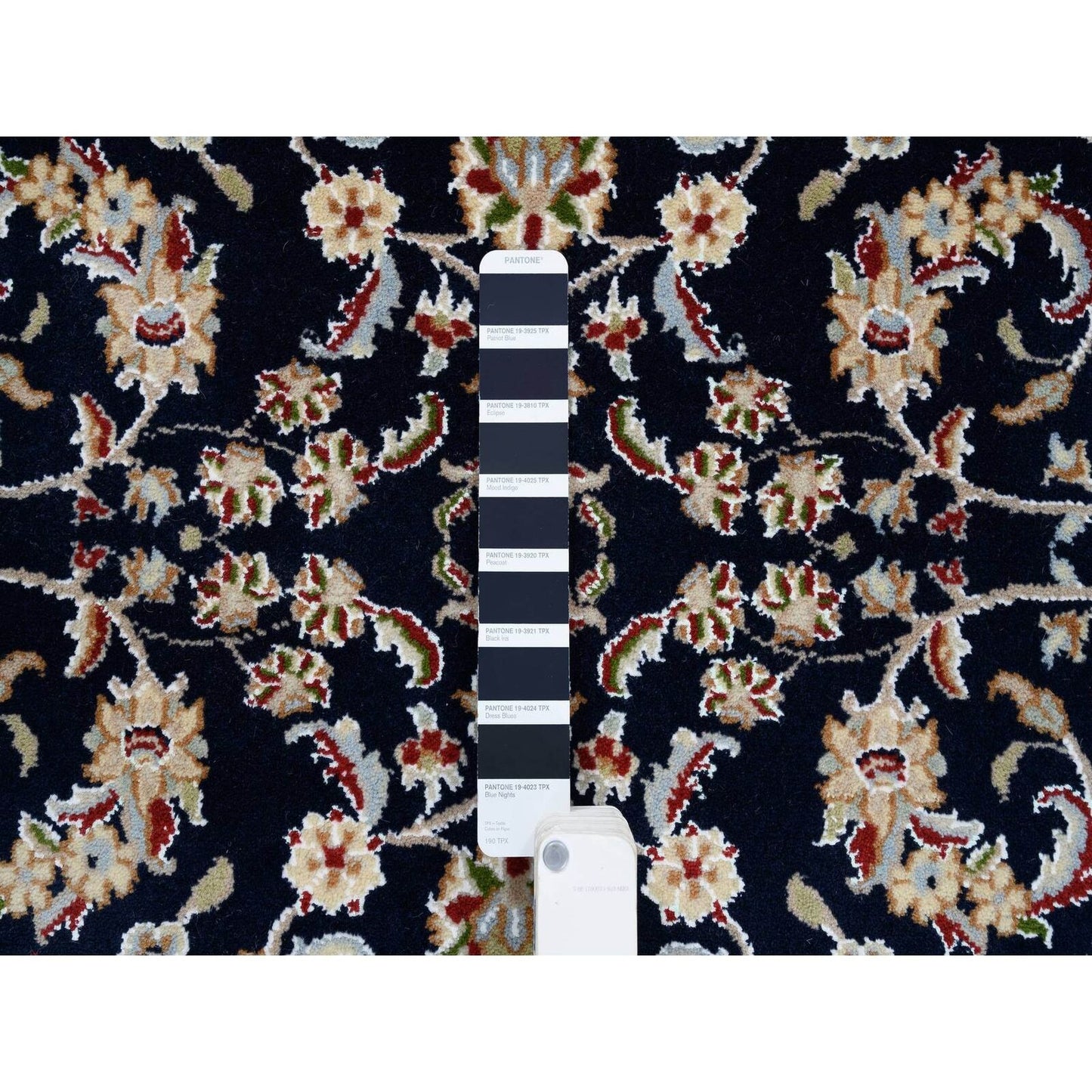 2'8"X9'10" Midnight Blue Pure Wool Hand Knotted Nain Fine Runner Rug