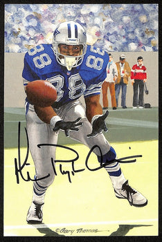 Michael Irvin Signed/Auto Glac Goal Line Art Postcard Gold Seal 81/100 Psa