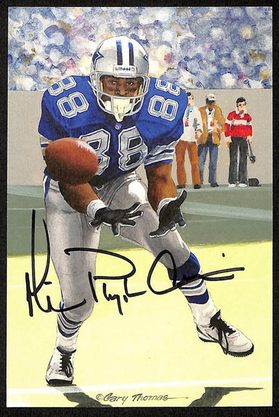 Michael Irvin Signed/Auto Glac Goal Line Art Postcard Gold Seal 81/100 Psa