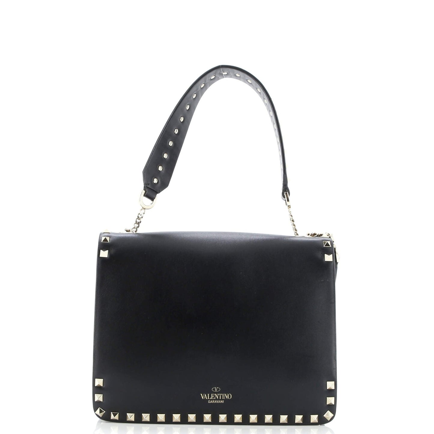 Valentino Garavani Rockstud Flip Lock Flap Top Handle Bag Leather Small