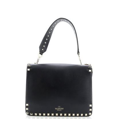 Valentino Garavani Rockstud Flip Lock Flap Top Handle Bag Leather Small