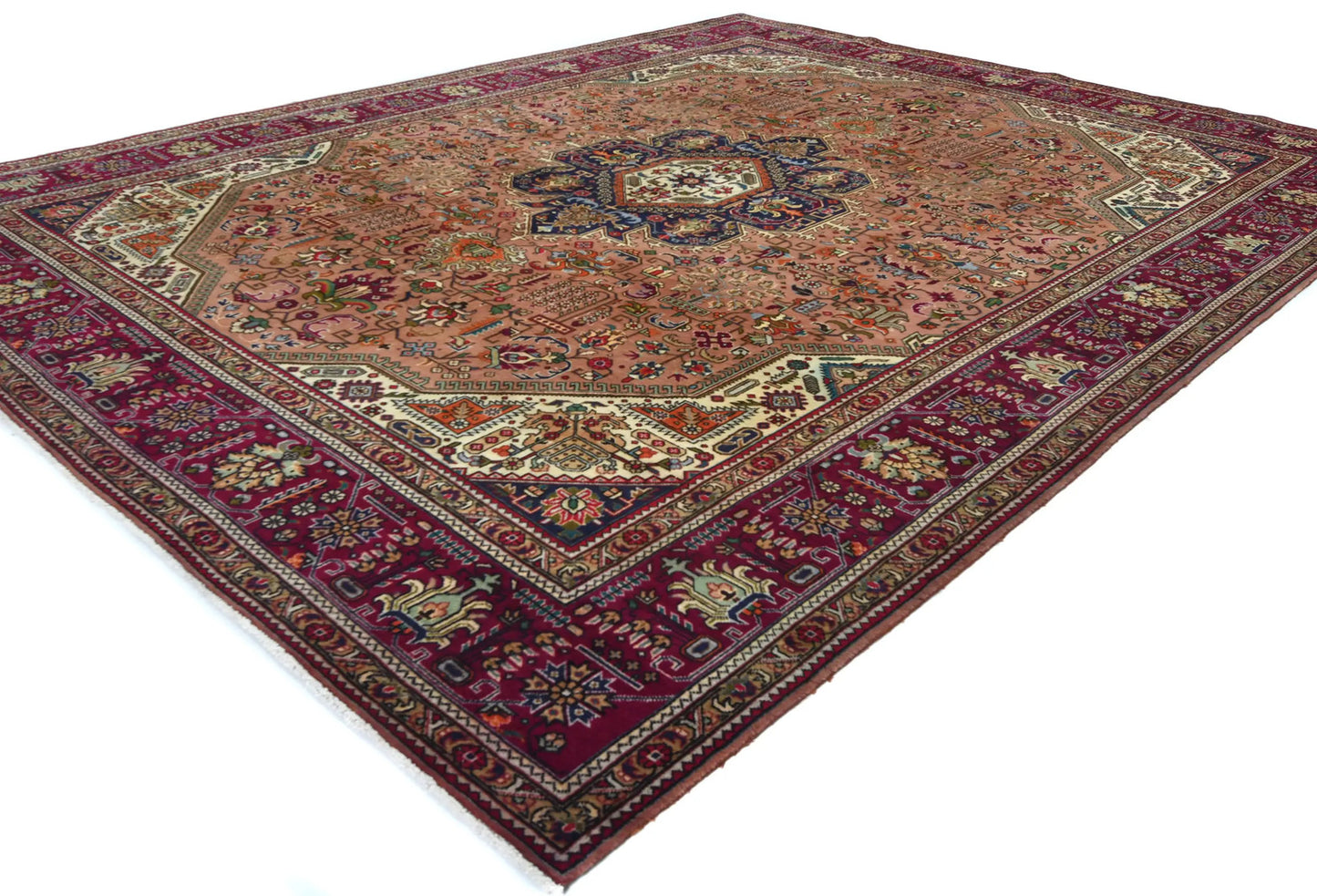 Oriental Rug Hand Knotted Vintage Carpet Medallion Design Dining Room