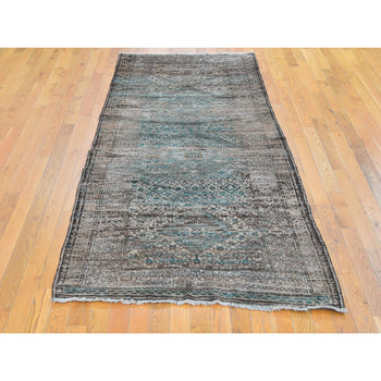 4'X8' Washed Out And Vintage Afghan Pure Wool Hand Knotted Oriental Rug