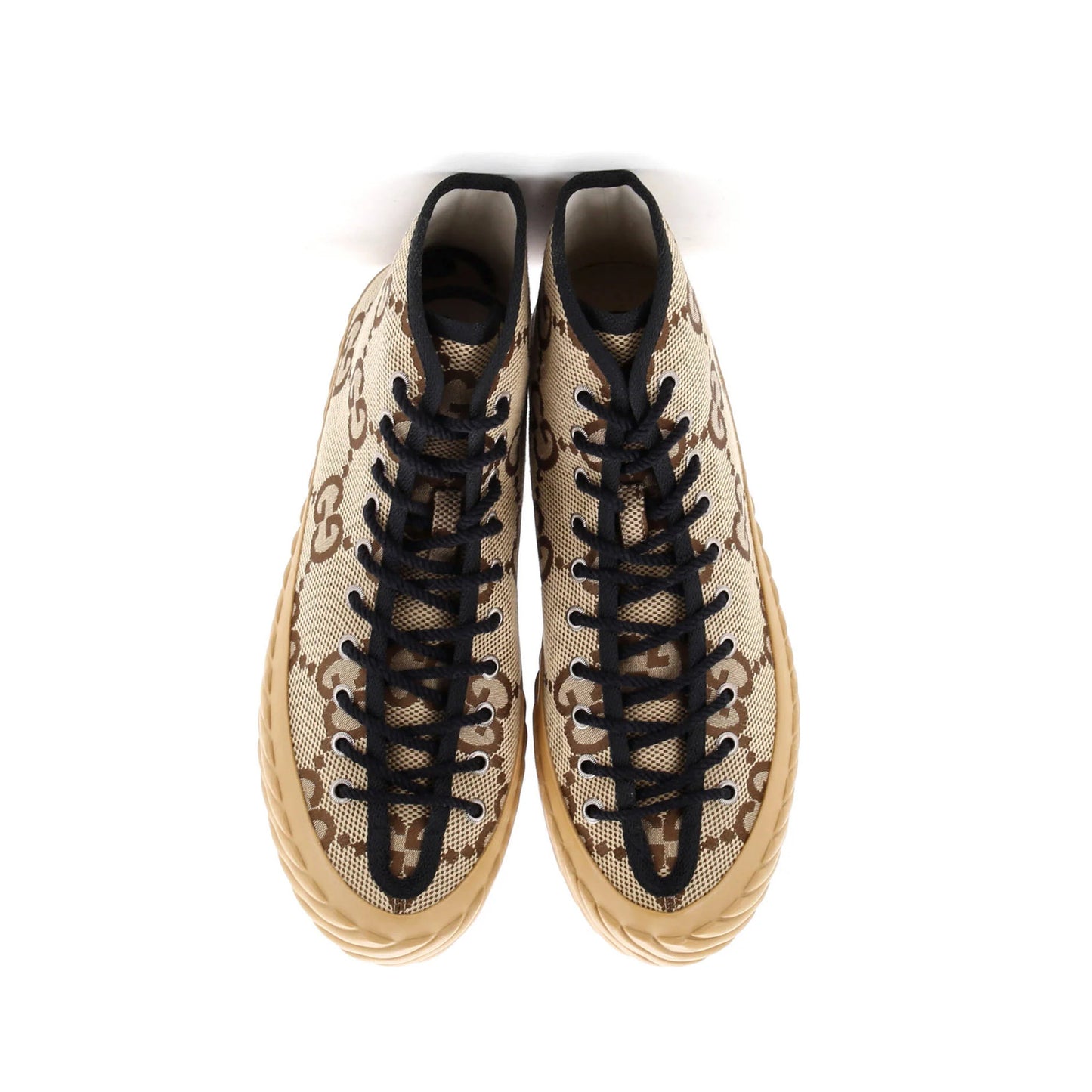 Gucci Men'S Tortuga High Top Sneakers Jumbo Gg Canvas