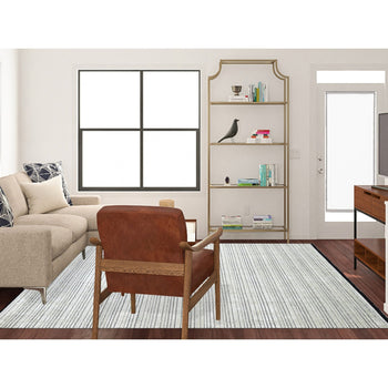 8'X10' Ivory Wool & Silk Modern Design Hand Loomed Oriental Rug