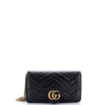Gucci Gg Marmont Wallet On Chain Matelasse Leather Mini