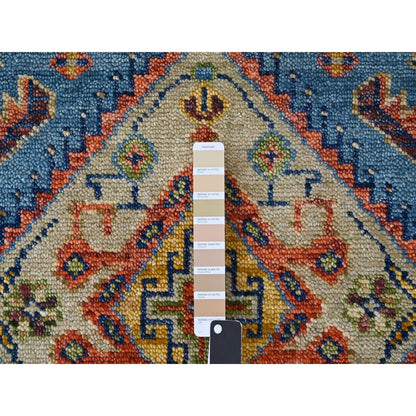 8'10"X11'10" Light Blue Hand Knotted Sheeraz Design Pure Wool Rug