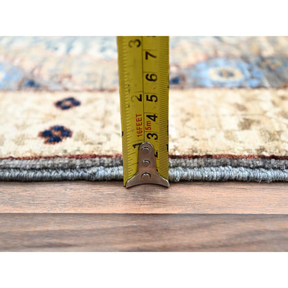 Rug 2'5"x9'10" Gray Soft Wool Mamluk Dynasty Hand Knotted Runner 200 KPSI