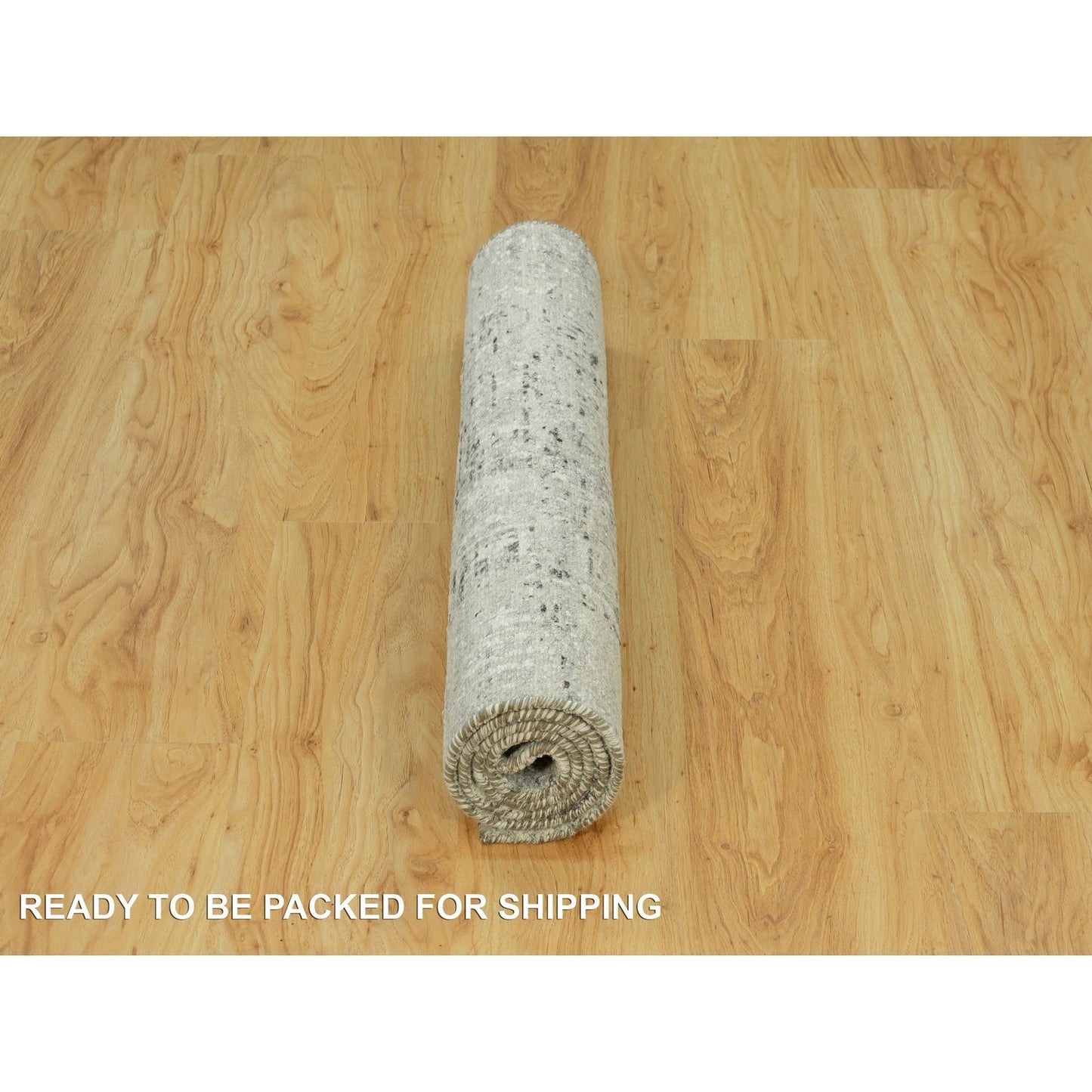 3'X5' Vaporous Gray Undyed Wool Modern Hand Spun Hand Knotted Rug