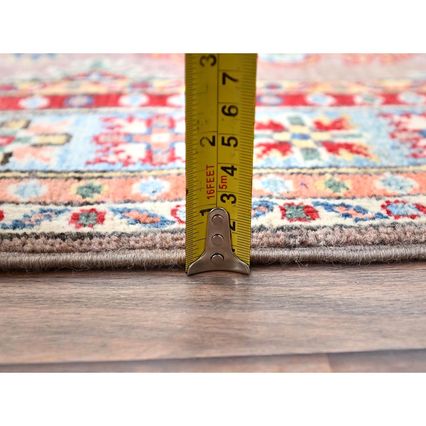 2'7"X9'3" Gray Hand Knotted Densely Woven Kazak Wool Runner Oriental Rug