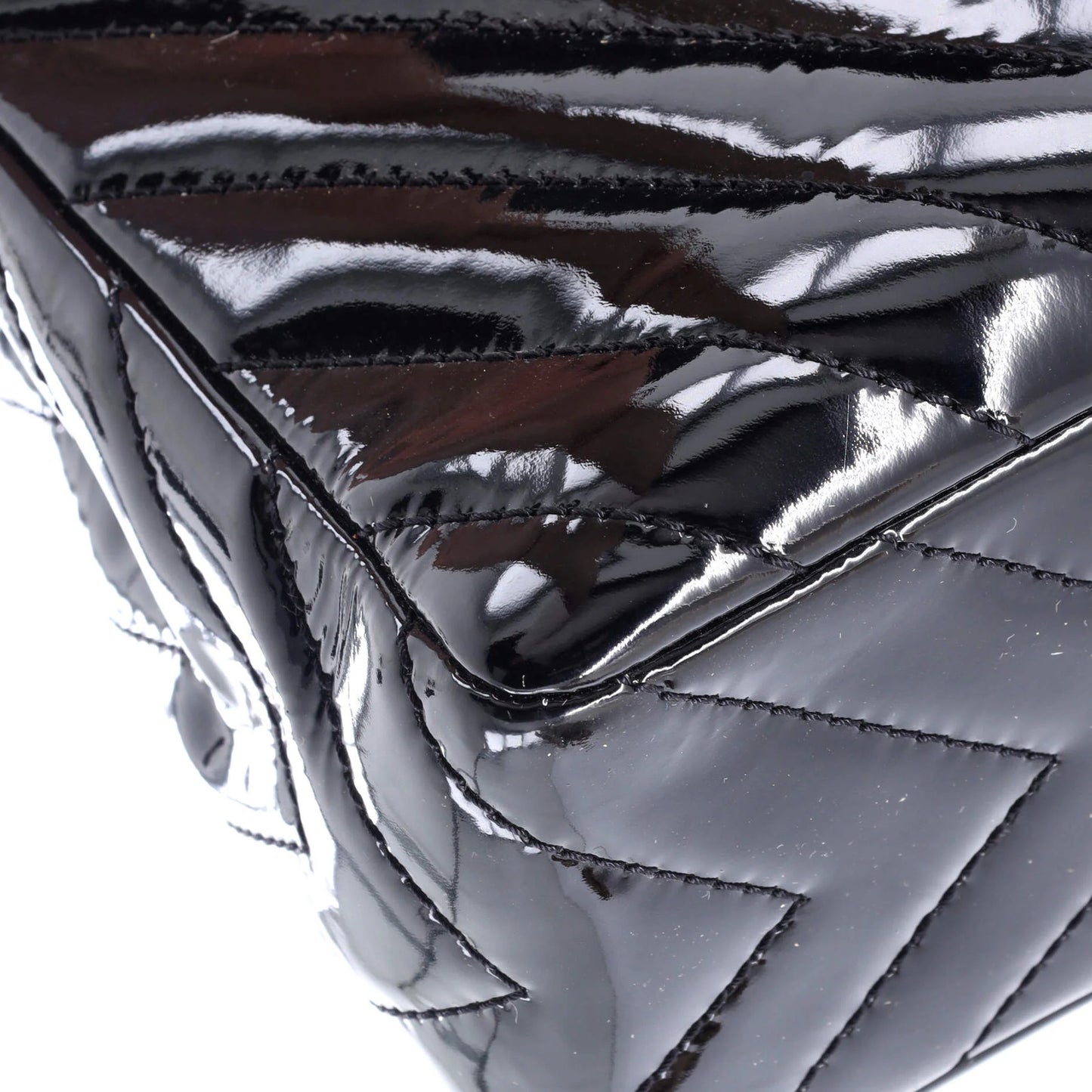 Chanel Classic Single Flap Bag Chevron Patent Jumbo