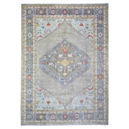 10'1"X14' Dark Gray Finer Peshawar Pure Wool Hand Knotted Oriental