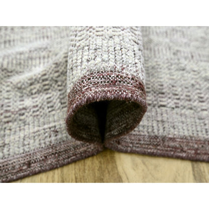 9'X12' Red & White Oxidized Grass Design Wool Hand Knotted Oriental Rug