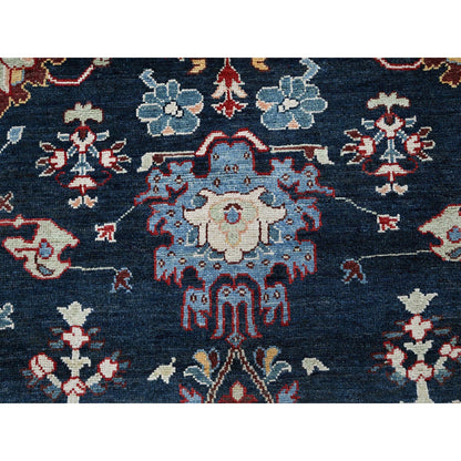 9'X11'7" Navy Afghan With Heris All Over Design Hand Knotted Soft Wool Rug