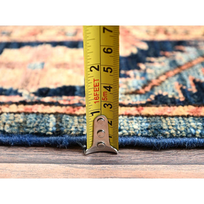 Rug 4'3"x19' Stone Blue Heris All Over Design Pure Wool Hand Knotted Runner