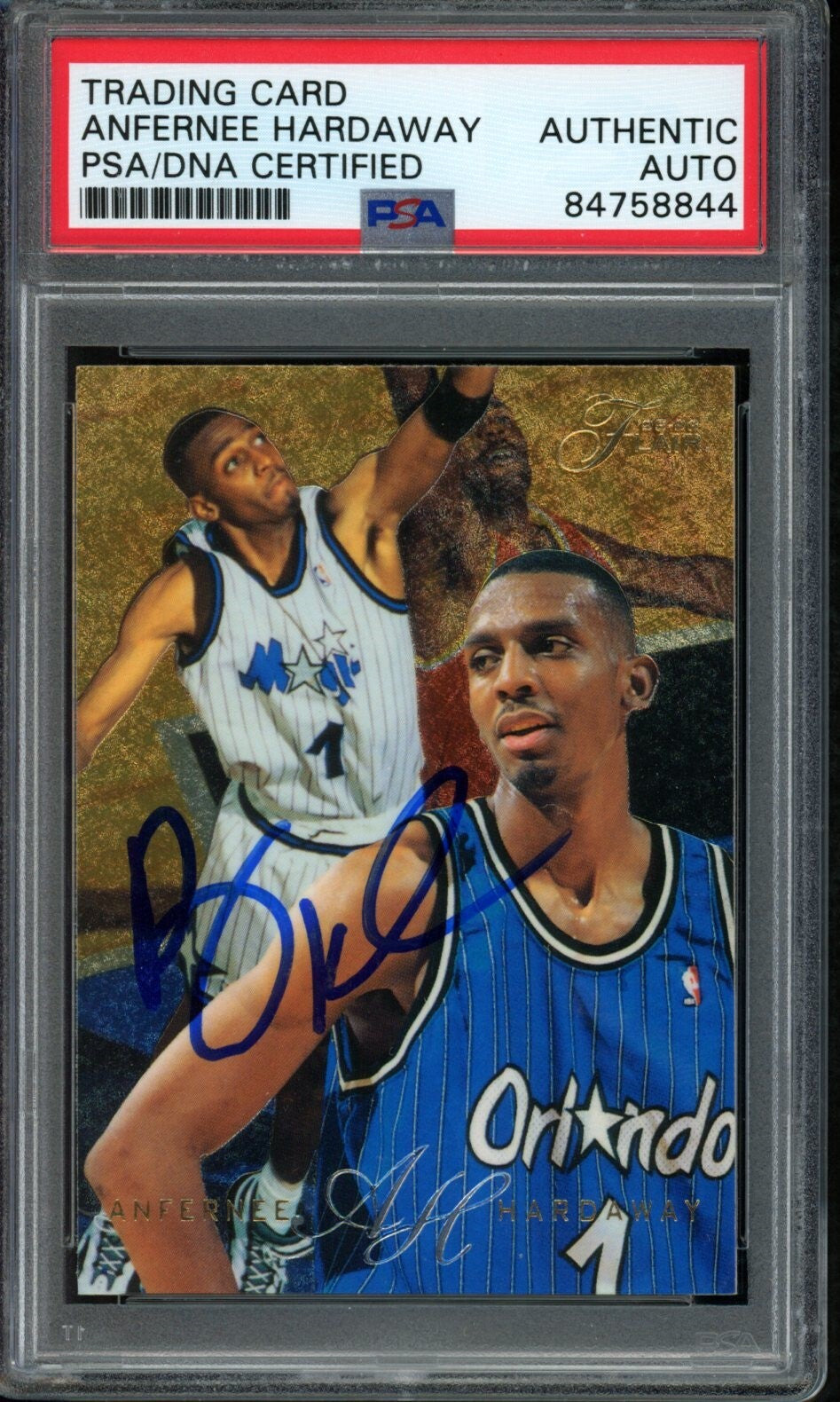 1995-96 Fleer Anfernee Hardaway #96 Authentic Card Signed Magic Psa/Dna 176115