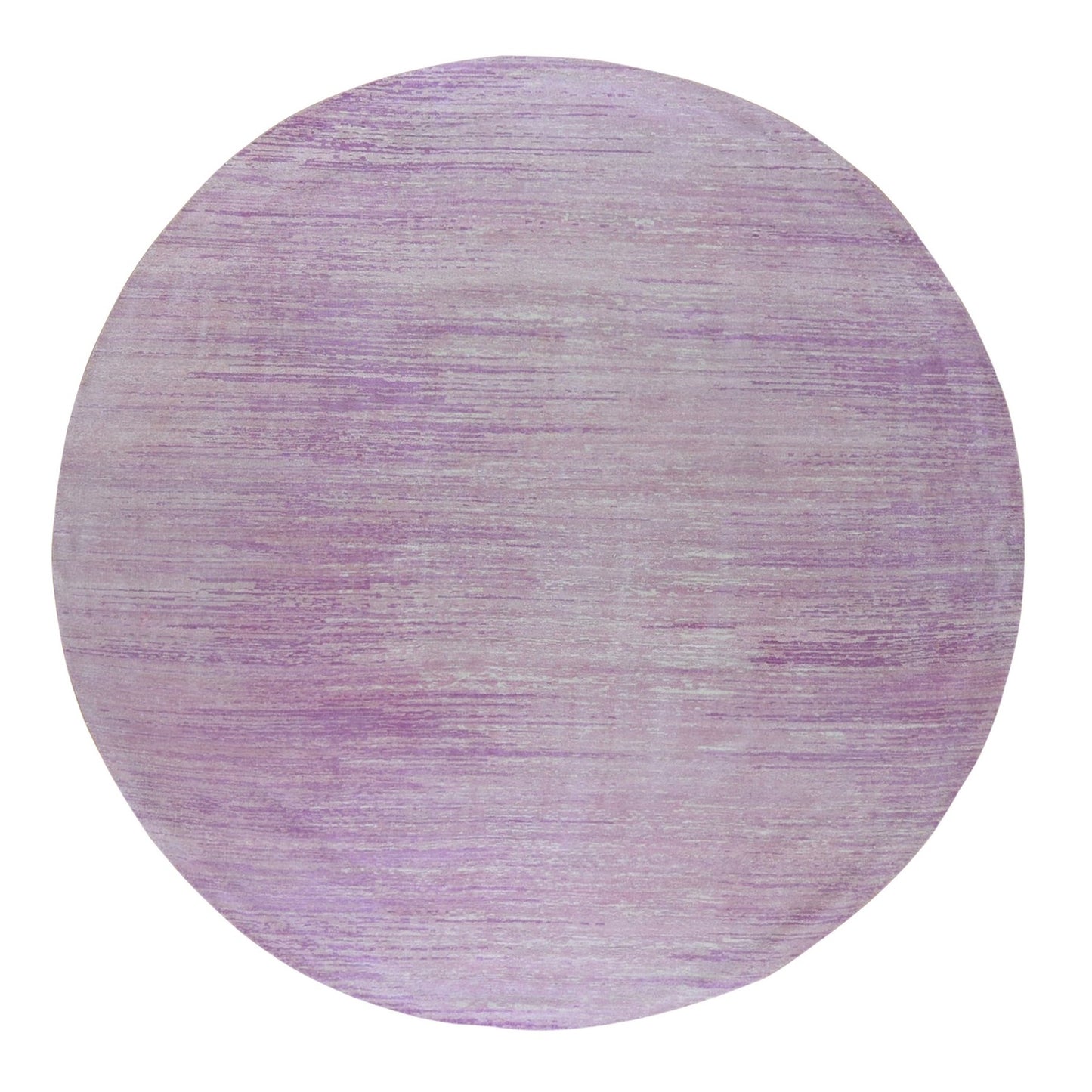 Rug 9'x9' Pink Zero Pile Organic Wool Ombre Design Hand Knotted Round