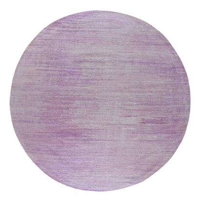 Rug 9'x9' Pink Zero Pile Organic Wool Ombre Design Hand Knotted Round