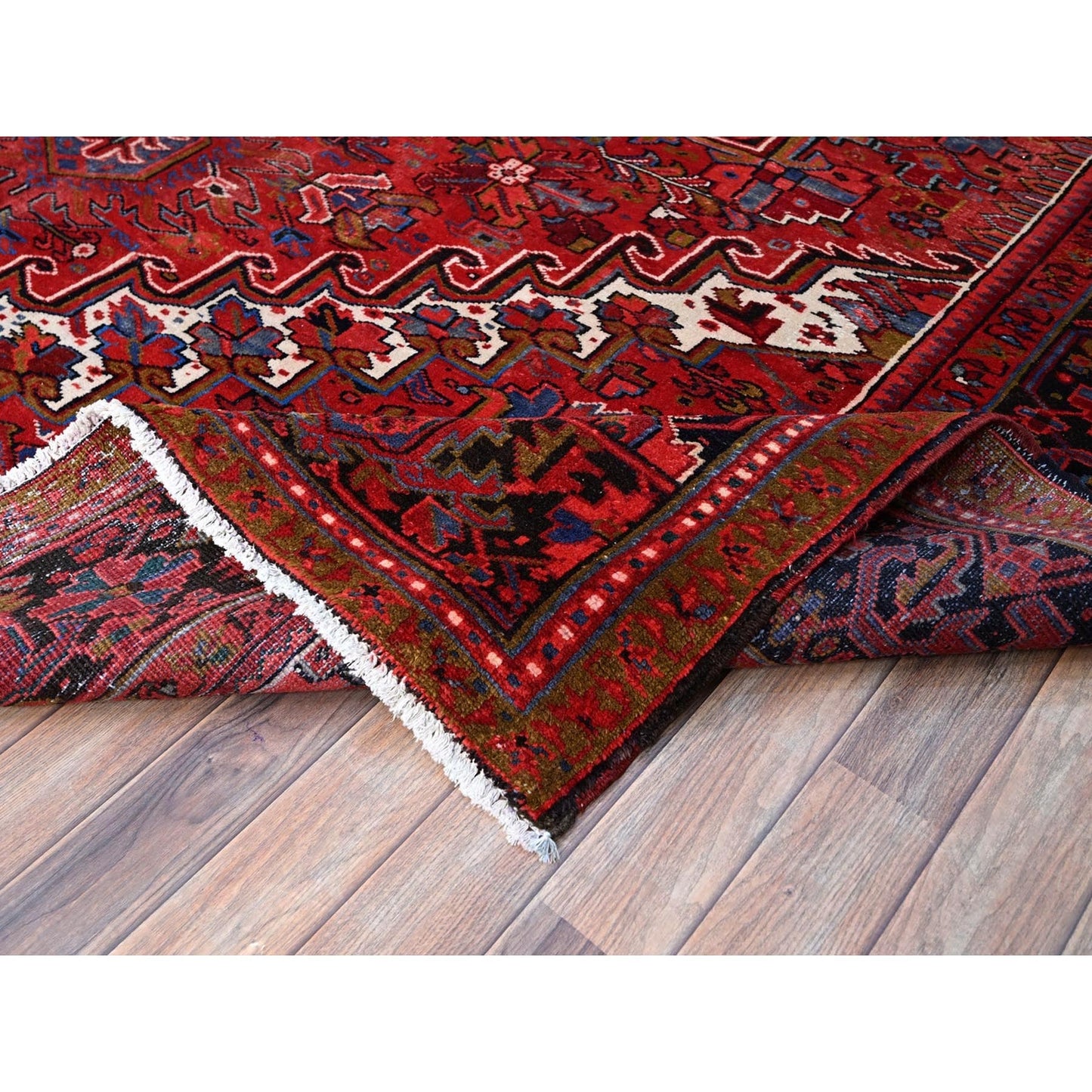 9'8"X12'3" Red Good Condition Organic Wool Semi Antique Oriental Rug