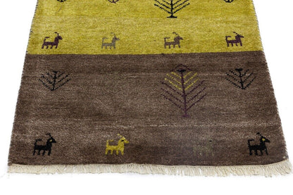 Handwoven Indo-Gabbeh Oriental Runner Rug