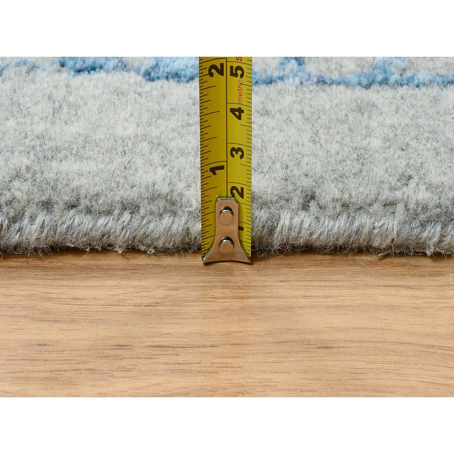 12'X12' Gray Fine Jacquard Hand Loomed Wool And Silk Square Rug