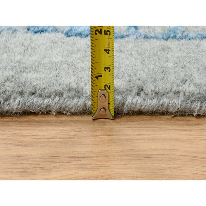 12'X12' Gray Fine Jacquard Hand Loomed Wool And Silk Square Rug