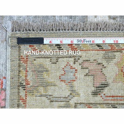 2'7"X9'8" Hand Knotted Gray Afghan Angora Oushak Pure Wool Oriental Rug