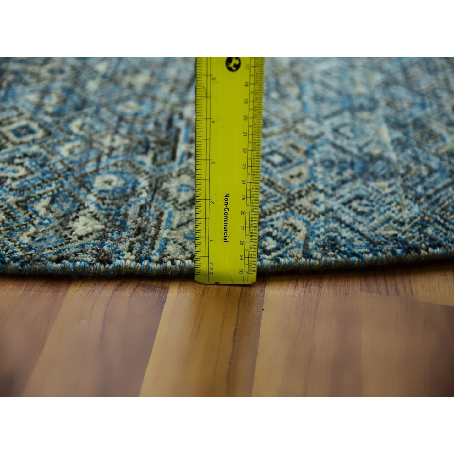 10'X10' Blue 100% Wool Hand Knotted Kohinoor Herrita Design Round Rug