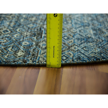 10'X10' Blue 100% Wool Hand Knotted Kohinoor Herrita Design Round Rug