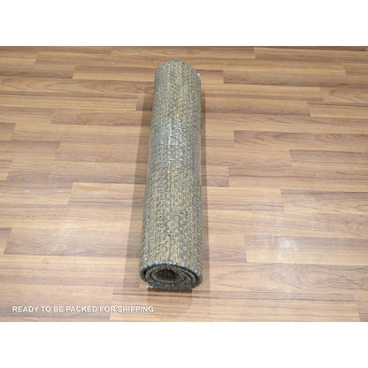 2'X3' Mocha Brown Modern Grass Design Hand Knotted 100% Wool Mat Rug