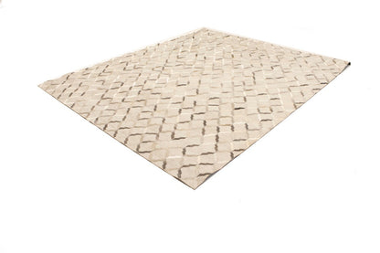 Modern Faux Leather Cowhide Rug 8x10 Contemporary Silver Carpet