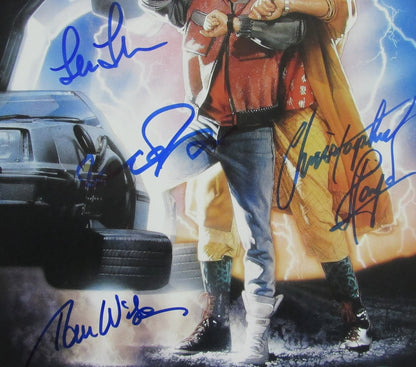 Michael J Fox/Lloyd/Thompson/Wilson (4)Signed 11X17 Photo Back To Future Jsa 098