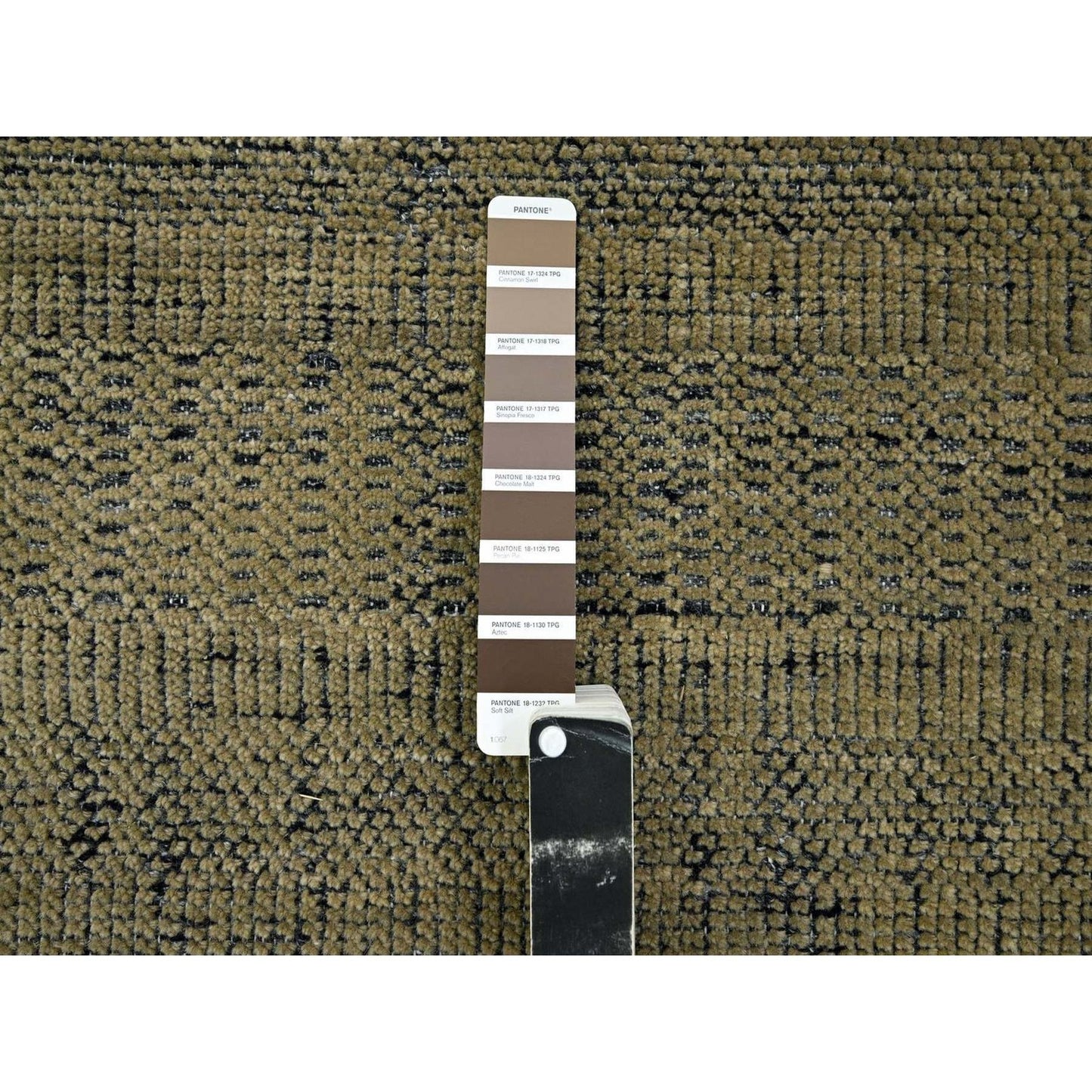 6'1"X6'1" Brown Hand Knotted Rug Pure Wool Oxidized Grass Design Round