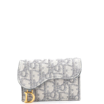 Christian Dior Saddle Card Case Oblique Canvas