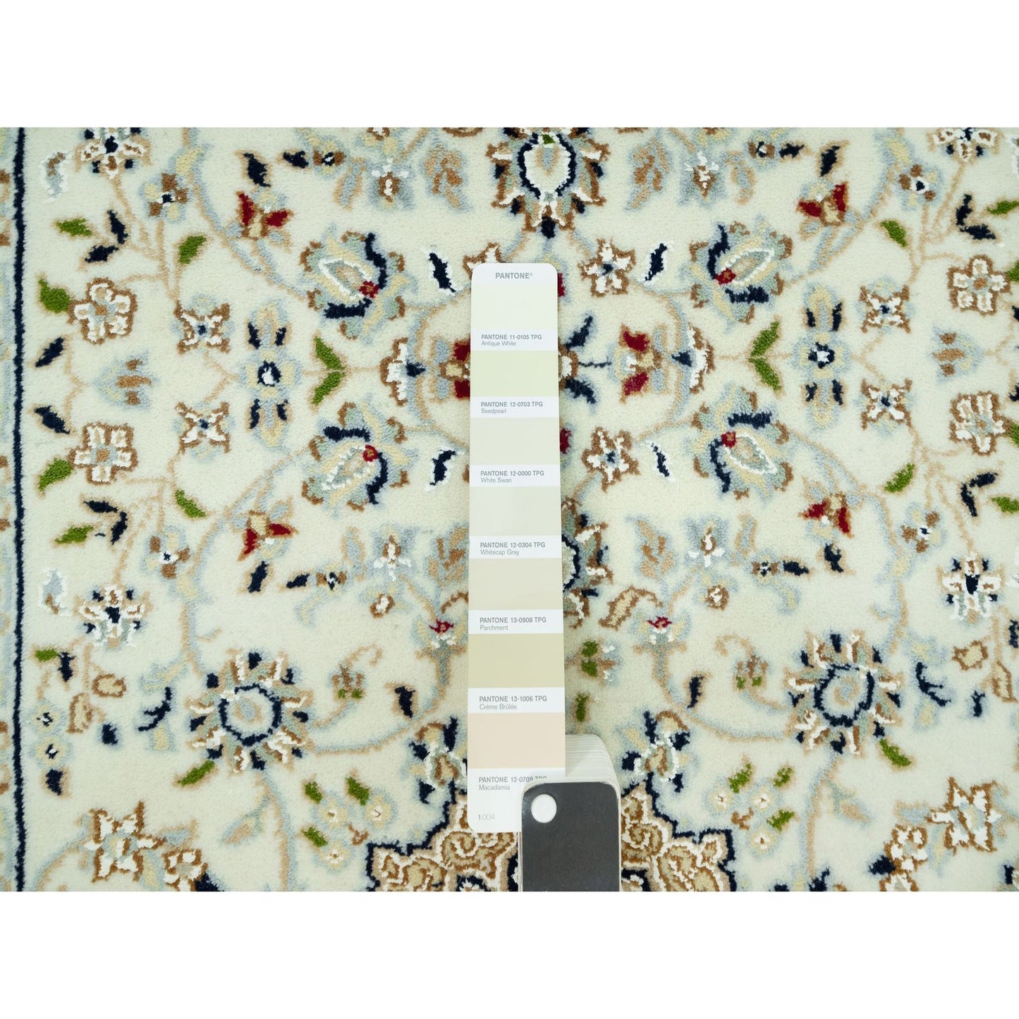 2'8"X12'1" Ivory Nain Hand Knotted 100% Wool 250 Kpsi Runner Oriental Rug