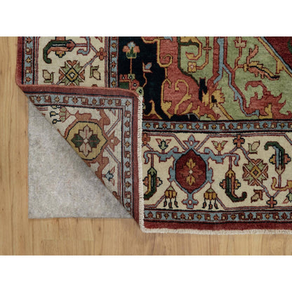 6'1"X9'2" Red Antiqued Fine Heris Re-Creation Hand Knotted 100% Wool Rug