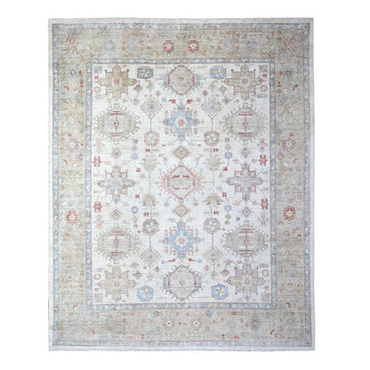 8'X9'9" Porcelain White Wool Hand Knotted Finer Peshawar Oriental Rug