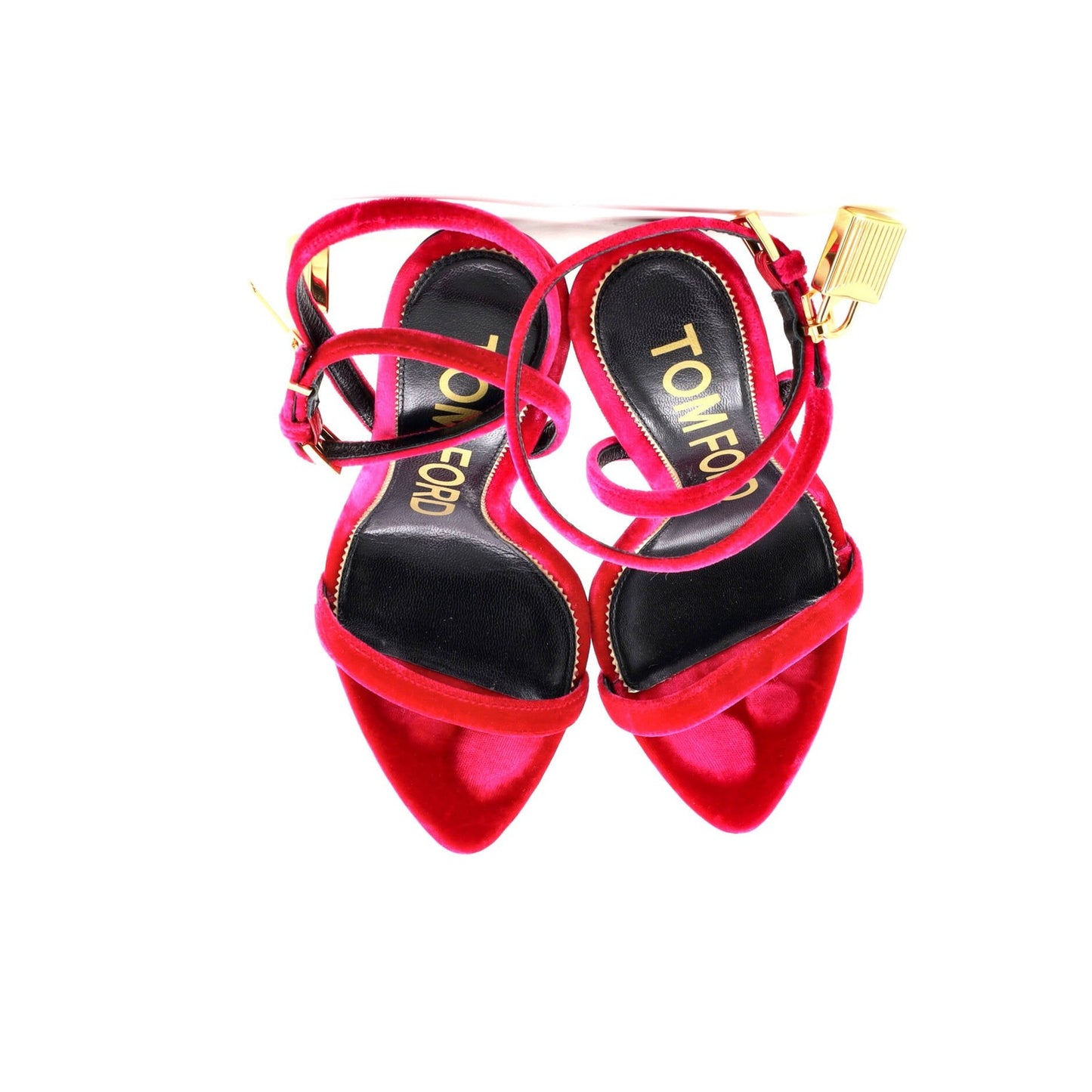 Tom Ford Women'S Padlock Pointy Naked Heeled Sandals Velvet 105