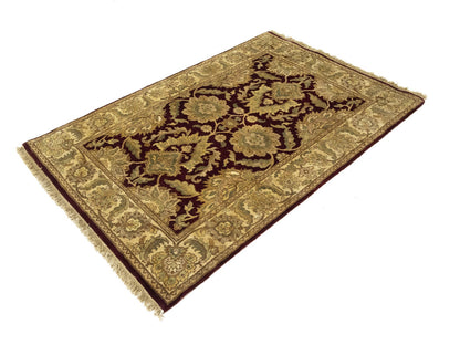 Thick handmade pile carpet agra jaipur oriental design floral decor ft 4x6