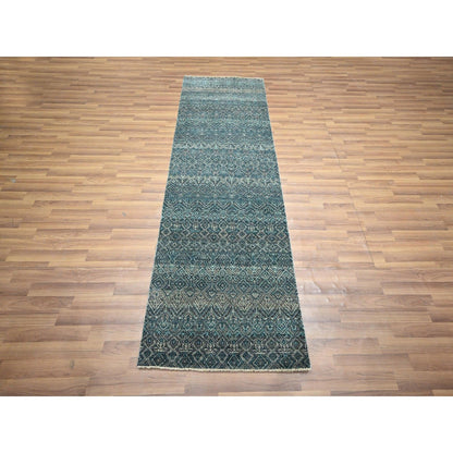 2'5"X7'7" Blue Kohinoor Herat Pattern Soft Wool Hand Knotted Runner Rug