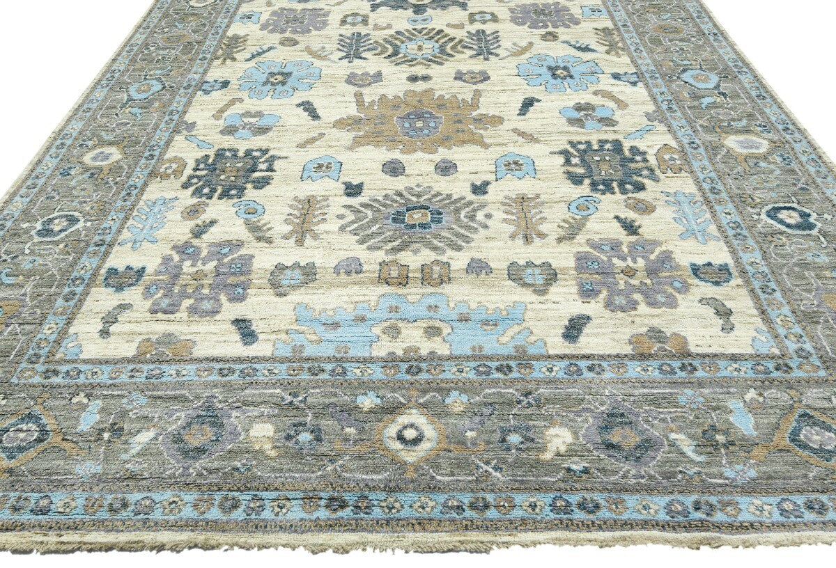 Vintage-Style Peshawar Oushak Oriental Rug Floral