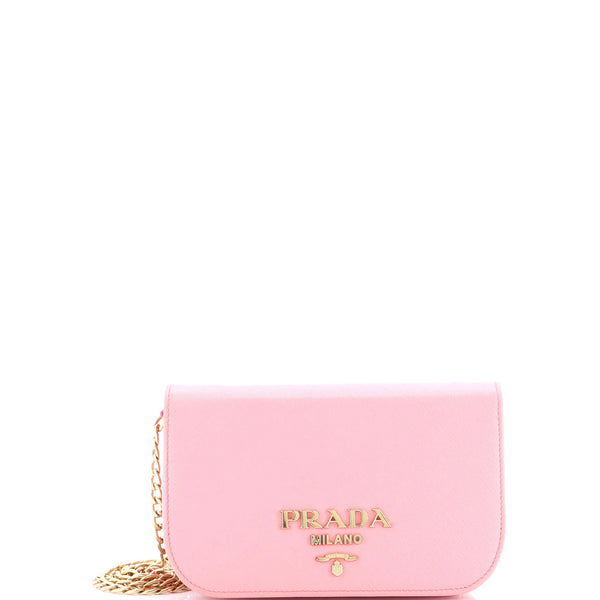Prada Convertible Flap Clutch Saffiano Leather Small